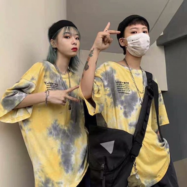 ❌Áo thun unisex loang màu in hình nhân vật hoạt hình kèm clip thật❌