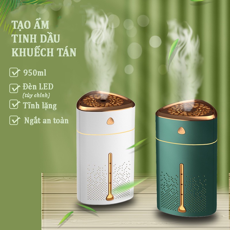 Máy Phun Sương Tạo Ẩm Khuếch Tán Tinh Dầu 950 ml  Cắm Điện Trực Tiếp  Dung tích lớn Padabanic Đèn LED Biến Đổi 6 Màu