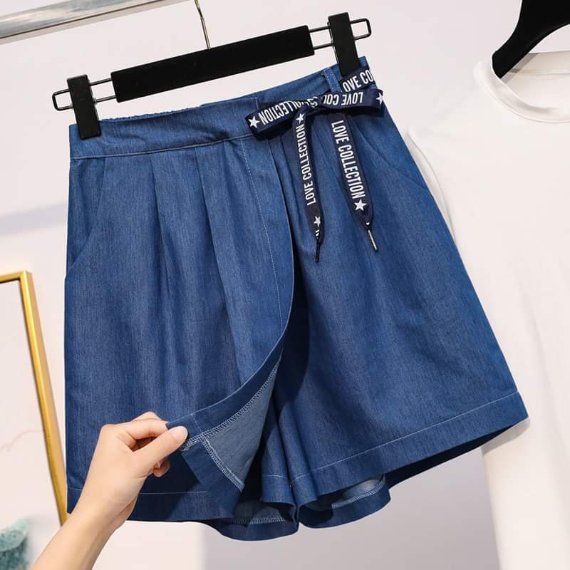 Quần giả váy bigsize denim QSBS001 - Quần short đùi bigsize cho người béo mập 55-100KG - Đi chơi, đi tiệc hay dạo phố