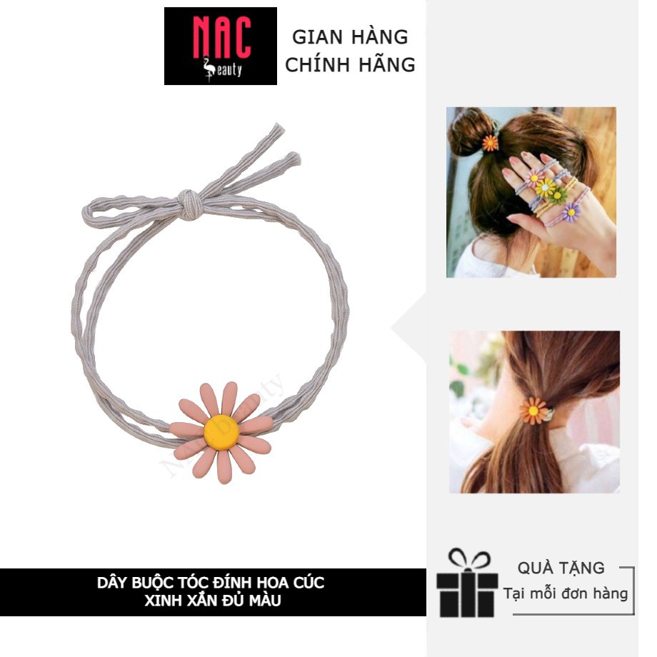 Dây buộc tóc đính hoa cúc xinh xắn