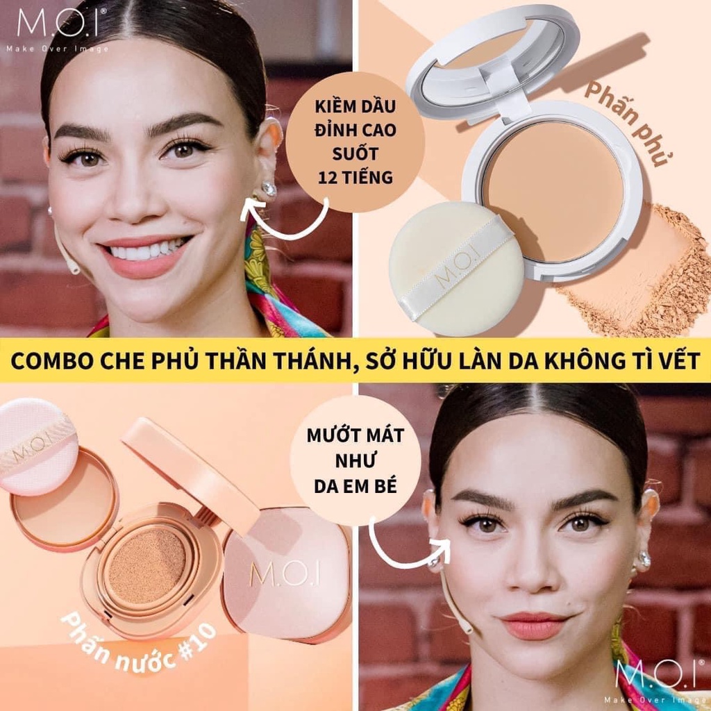 COMBO Cushion Chống nắng + Phấn phủ kiềm dầu - MOI Cosmetics Hồ Ngọc Hà