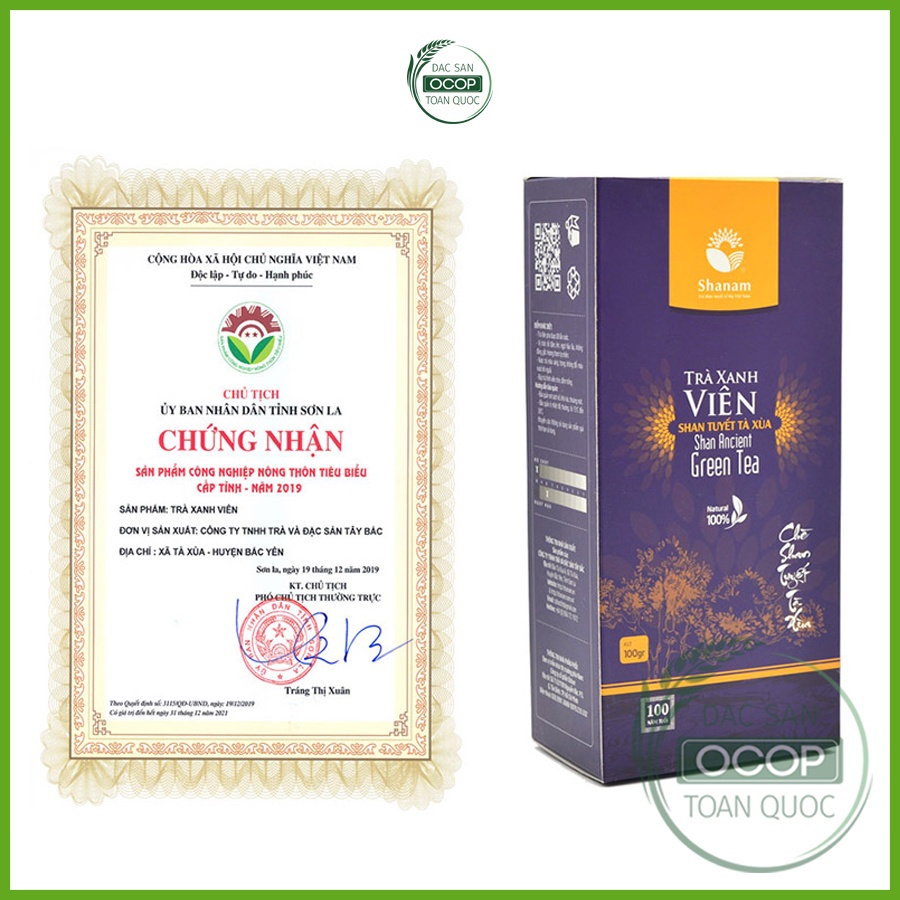 Trà xanh Viên hộp 100g - Trà Shan Tuyết Cổ Thụ Tây Bắc - Thức uống thanh nhiệt, giải độc, giảm stress