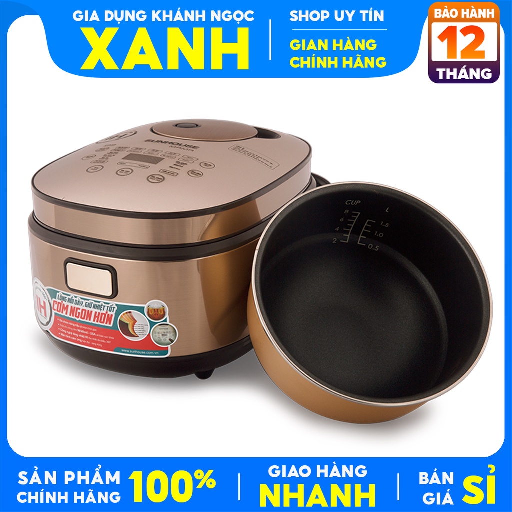 Tr bày Mới 98-99%-Nồi cơm điện cao tần Sunhouse Mama 1.5 lít SHD8955-Lòng nồi chống dính 2 lớp.Công nghệ tăng nhiệt IH