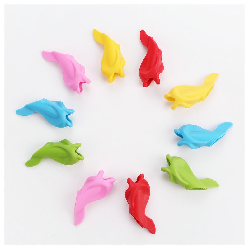 Combo 5 con cá silicone định vị cầm nắm bút cho học sinh điều chỉnh tư thế cầm bút cho bé tập viết chất liệu sillicon