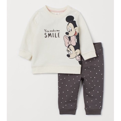 Bộ dài tay thu đông bé gái - Set bộ da cá Minnie Hm siêu đẹp cho bé gái size 1-6t