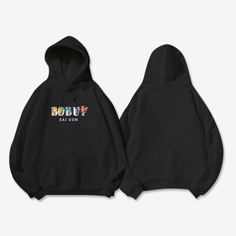 Áo hoodie 2 màu đen trắng nhiều size, áo nỉ bông (N97)