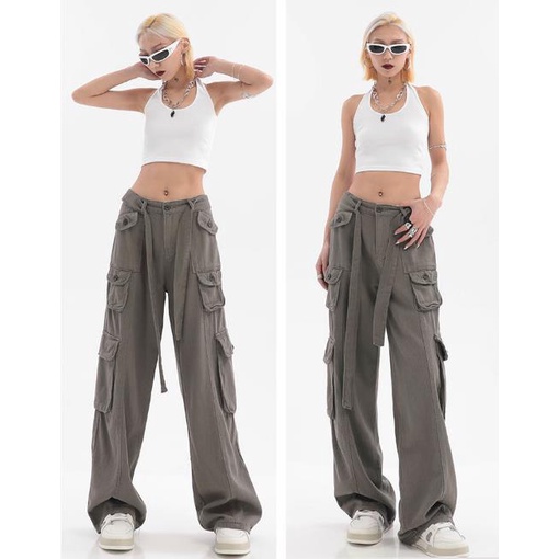 Quần Yếm Ống Rộng Phong Cách Hip Hop Mỹ Chất Liệu 100% Cotton Cho Nam Nữ