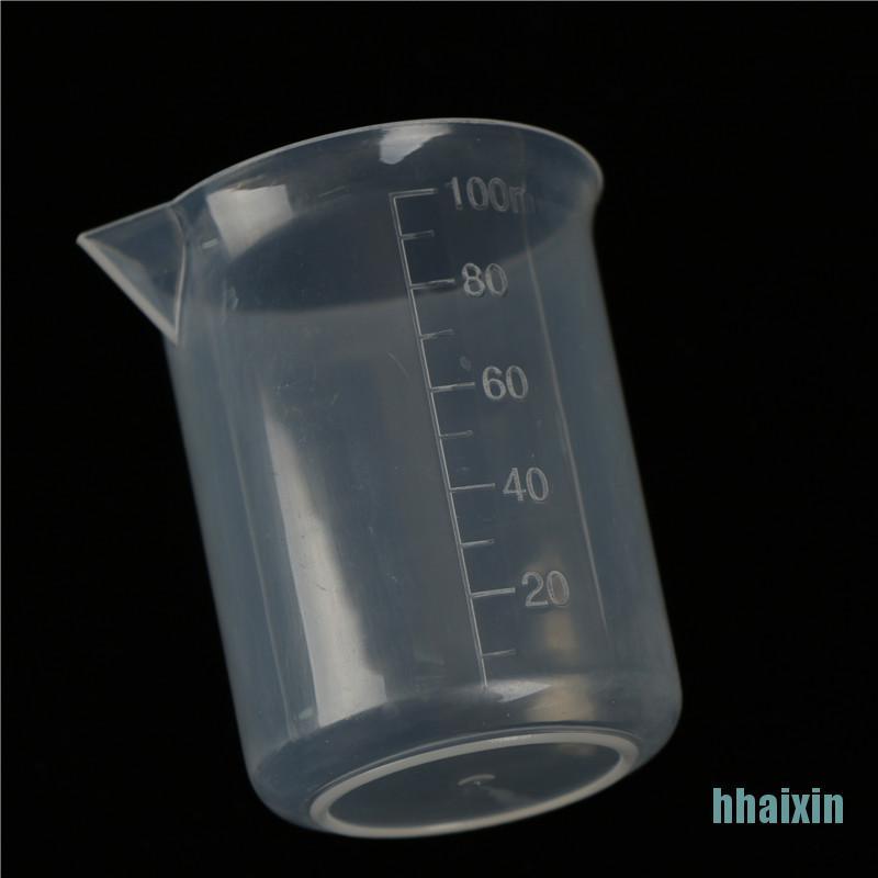 Set 2 cốc nhựa đong 100ml trong suốt tiện dụng cho phòng thí nghiệm