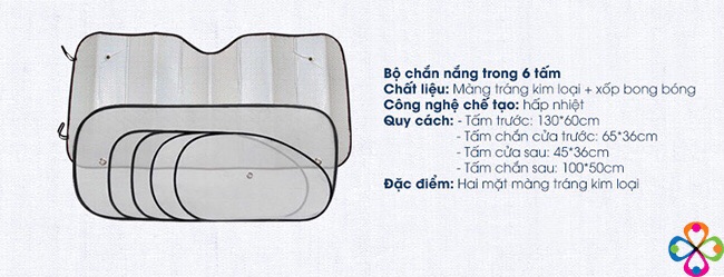 Bộ 6 tấm che nắng ô tô