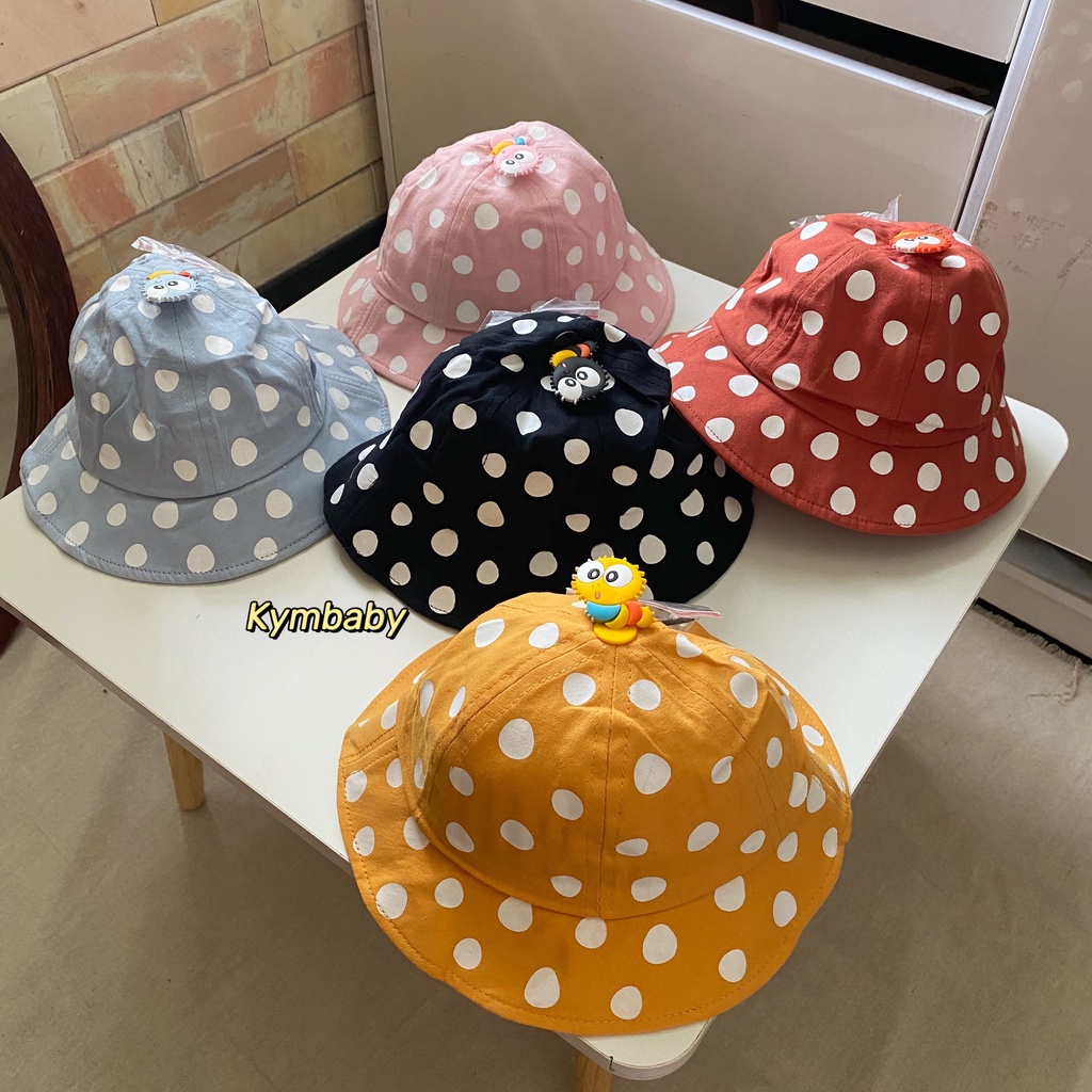 Mũ nón vành chấm bi cute ( kèm dây cài) cho bé từ 1-3 Tuổi M840