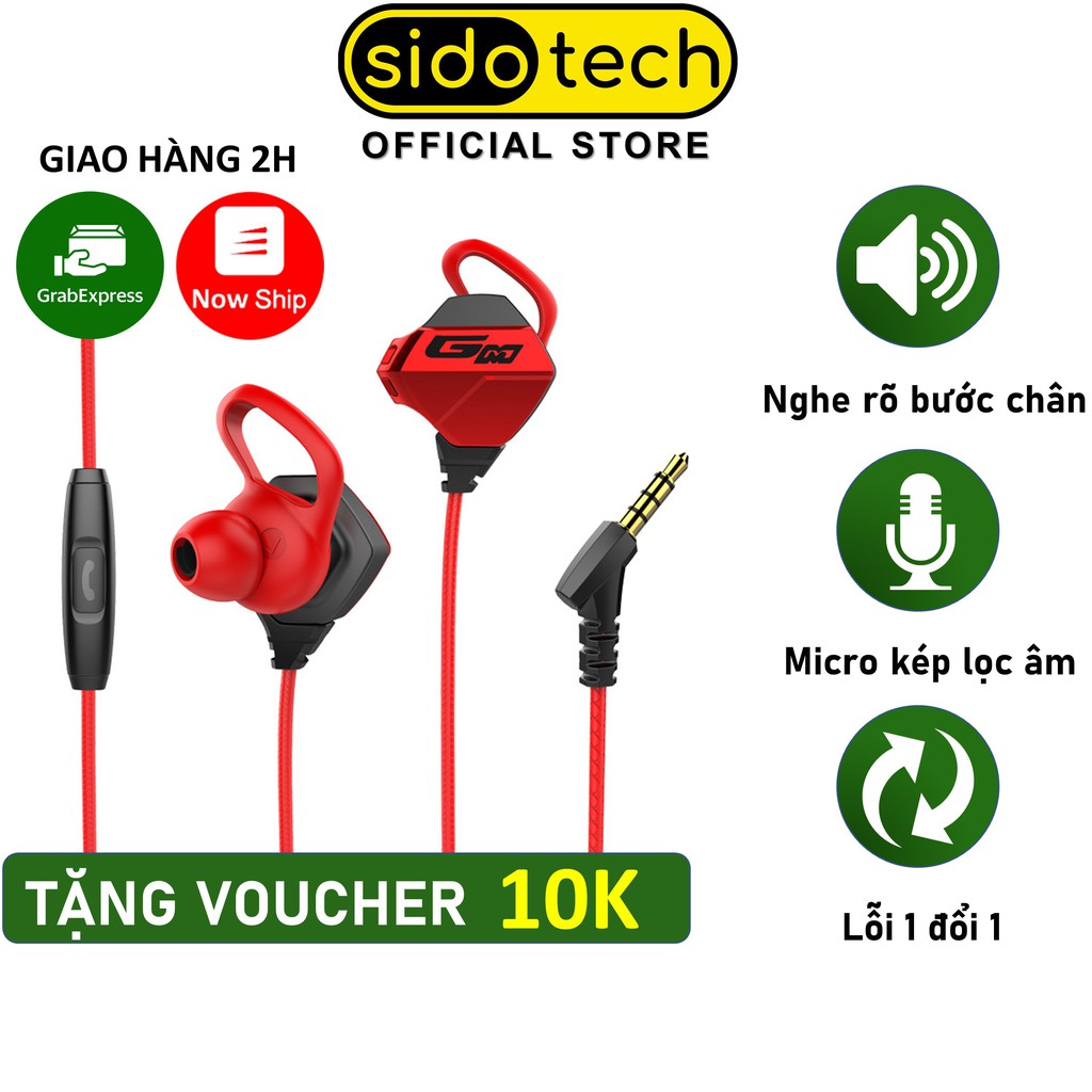 Tai nghe game thủ cho điện thoại Sidotech G-Pro chơi game Pubg FF Tốc Chiến có mic 10cm siêu nhạy - Hàng Chính Hãng