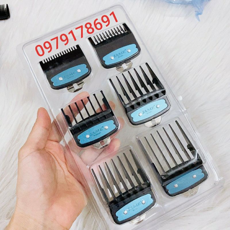 Bộ 6 Cữ Tông Đơ Gá Thép , chuyên dụng cho tông đơ Fade Jame, Kemei, Chaoba, SZS F32, F35, Wahl