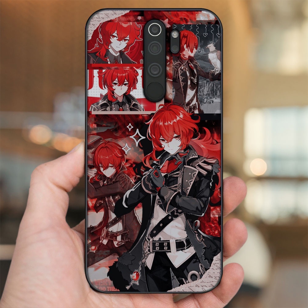 Ốp lưng Xiaomi Redmi Note 8 Pro viền đen in hình Diluc Genshin Impact