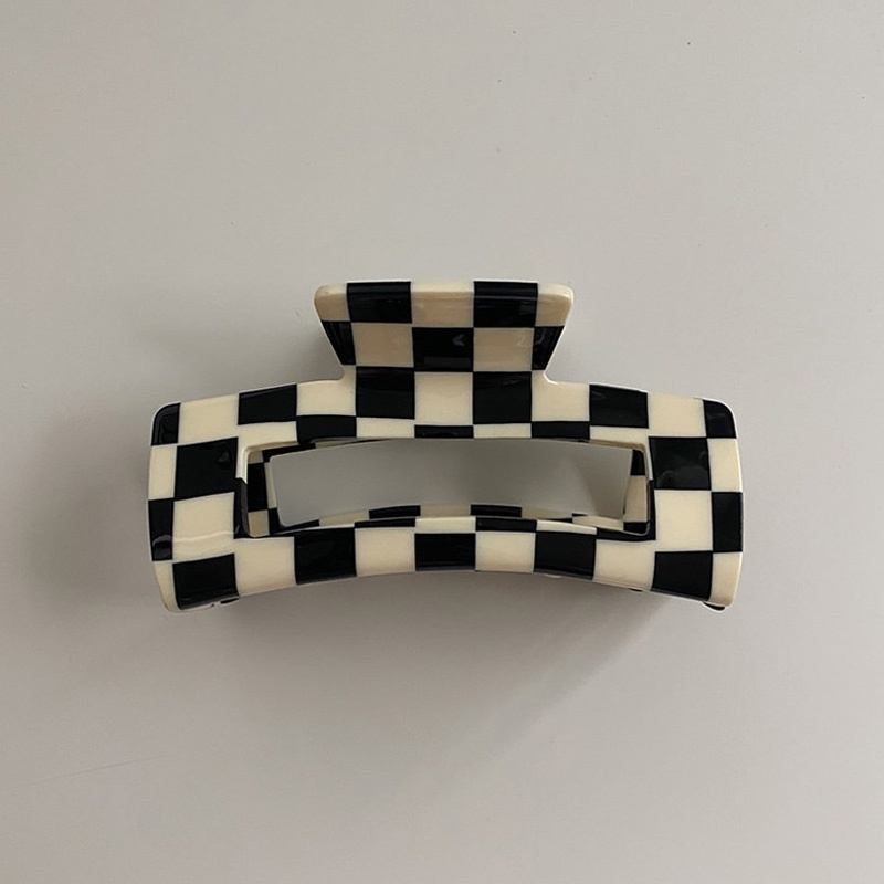 Kẹp Tóc Họa Tiết Sọc Caro Trắng Đen Thời Trang Cho Nữ