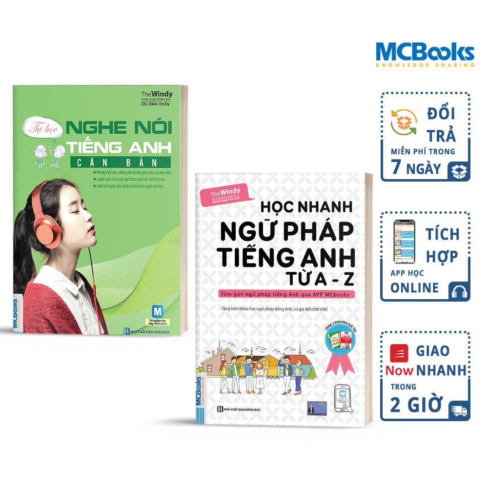 Sách - Combo Học Nhanh Ngữ Pháp Tiếng Anh Từ A - Z và Tự Học Nghe Nói Tiếng Anh Căn Bản - Kèm App Học Online
