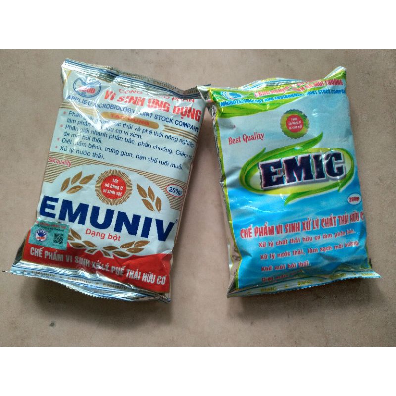 SET 2 GÓI MEN VI SINH EMUNIV VÀ EMIC (200GR) DÙNG ĐỂ Ủ RÁC, PHÂN HỮU CƠ VÀ XỬ LÝ MÙI HÔI.