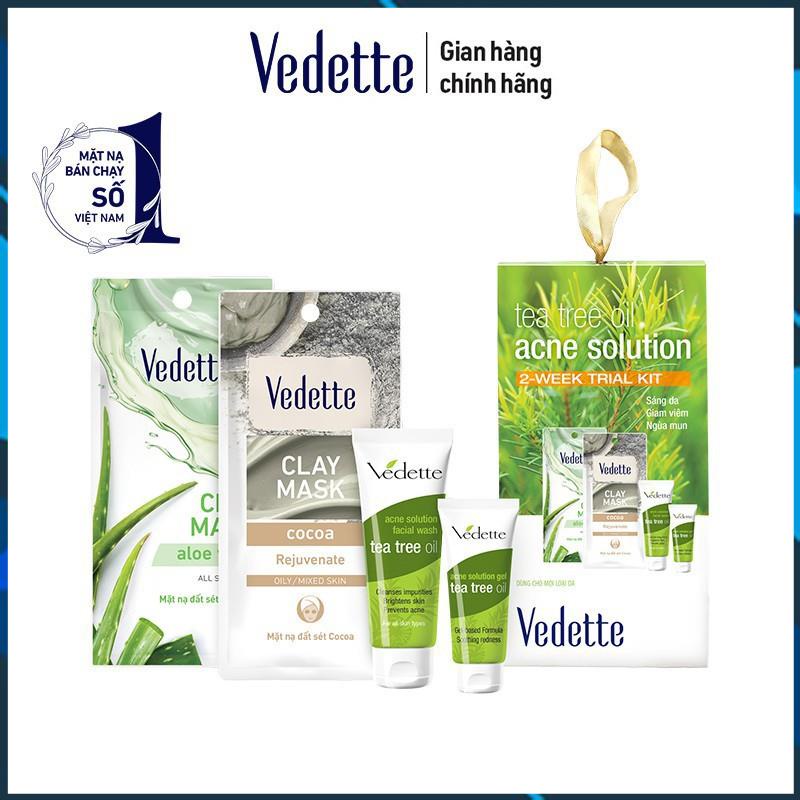 [Rẻ vô địch] Bộ tràm trà mini Vedette Tea Tree Oil Acne Solution - Sáng da, Giảm viêm và Ngừa mụn