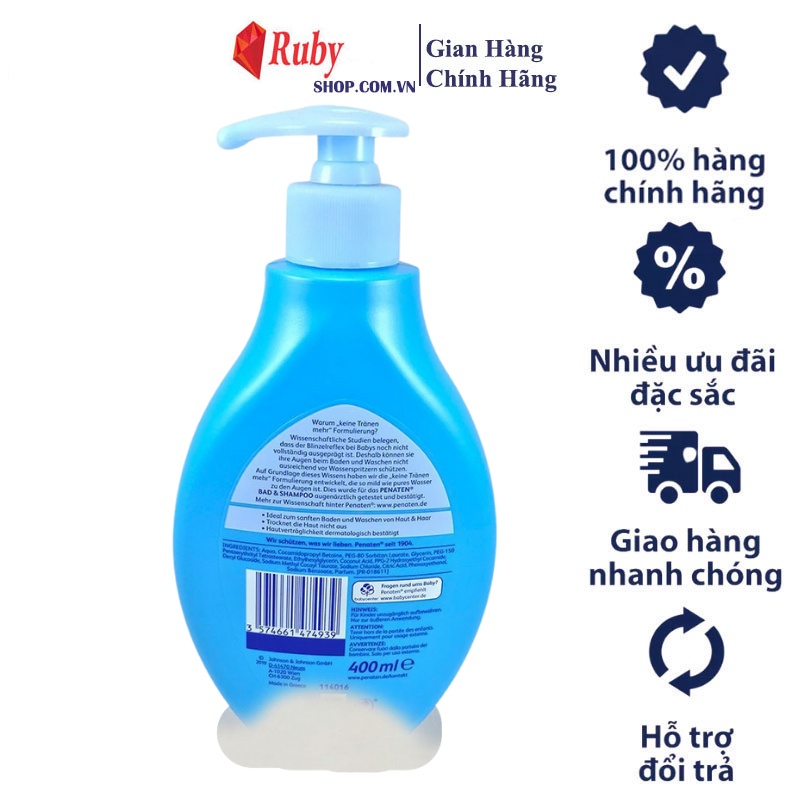 Sữa tắm gội Penaten Bad&amp;Shampoo 2-in-1 cho bé 400ml