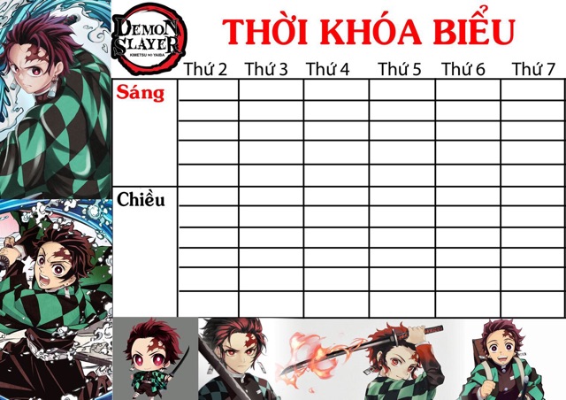 Thời khoá biểu kimetsu no yaiba đủ thành viên