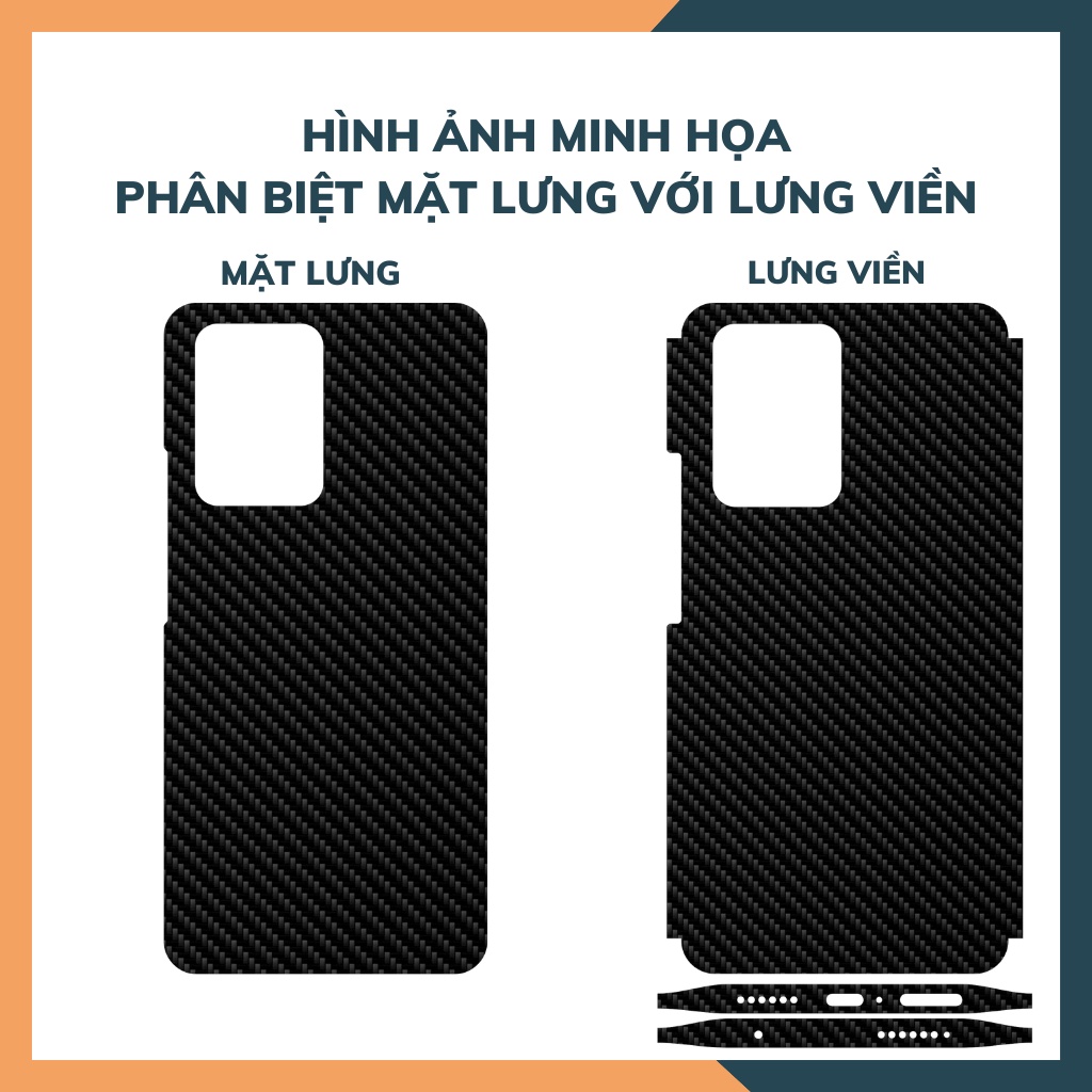Miếng dán decal carbon mặt sau Xiaomi Mi 11T, 11T Pro 5G chống trầy mặt lưng,chống bám vân tay