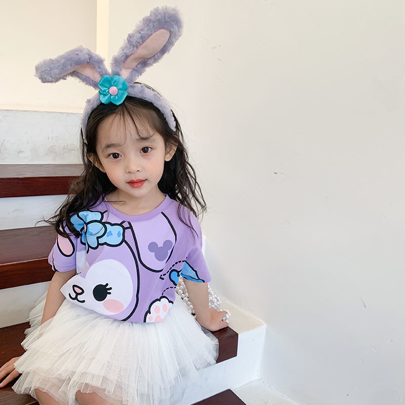 Áo Thun Ngắn Tay Họa Tiết Thỏ Hoạt Hình Thời Trang Mùa Hè Hàn Quốc Dành Cho Trẻ