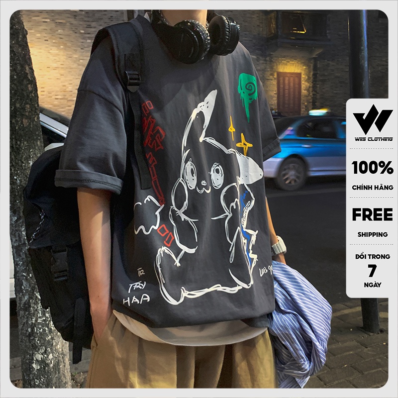 Áo phông tay lỡ WIIS unisex form rộng PIPIKA thời trang nam nữ oversize ulzzang