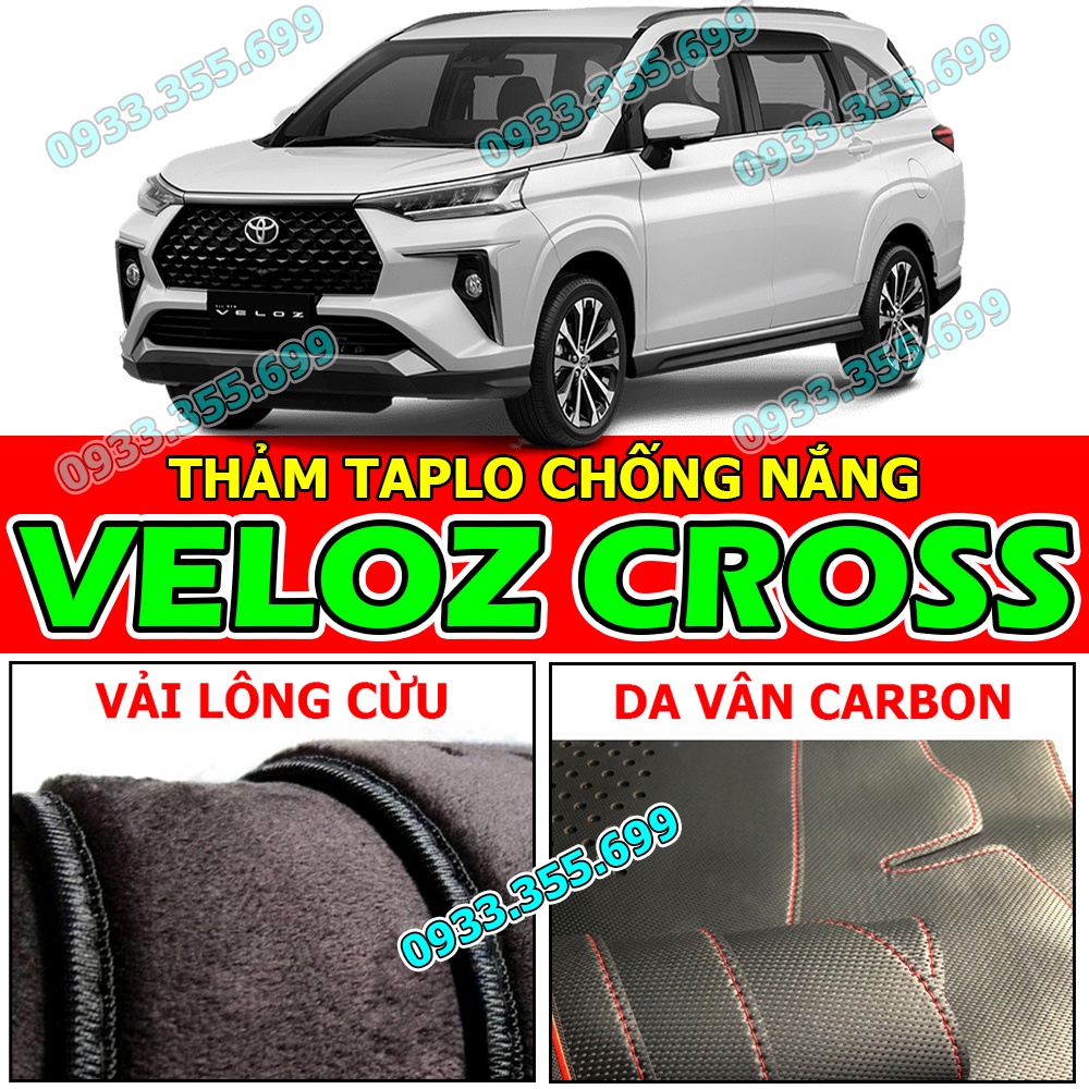 Thảm Taplo TOYOTA VELOZ CROSS bằng Nhung lông Cừu, Da vân Carbon, Da vân Gỗ 2022 2023