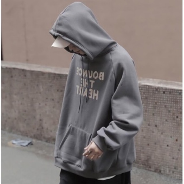 Áo hoodie nam nữ form rộng 2N Unisex nỉ bông Bounce màu đen/xám