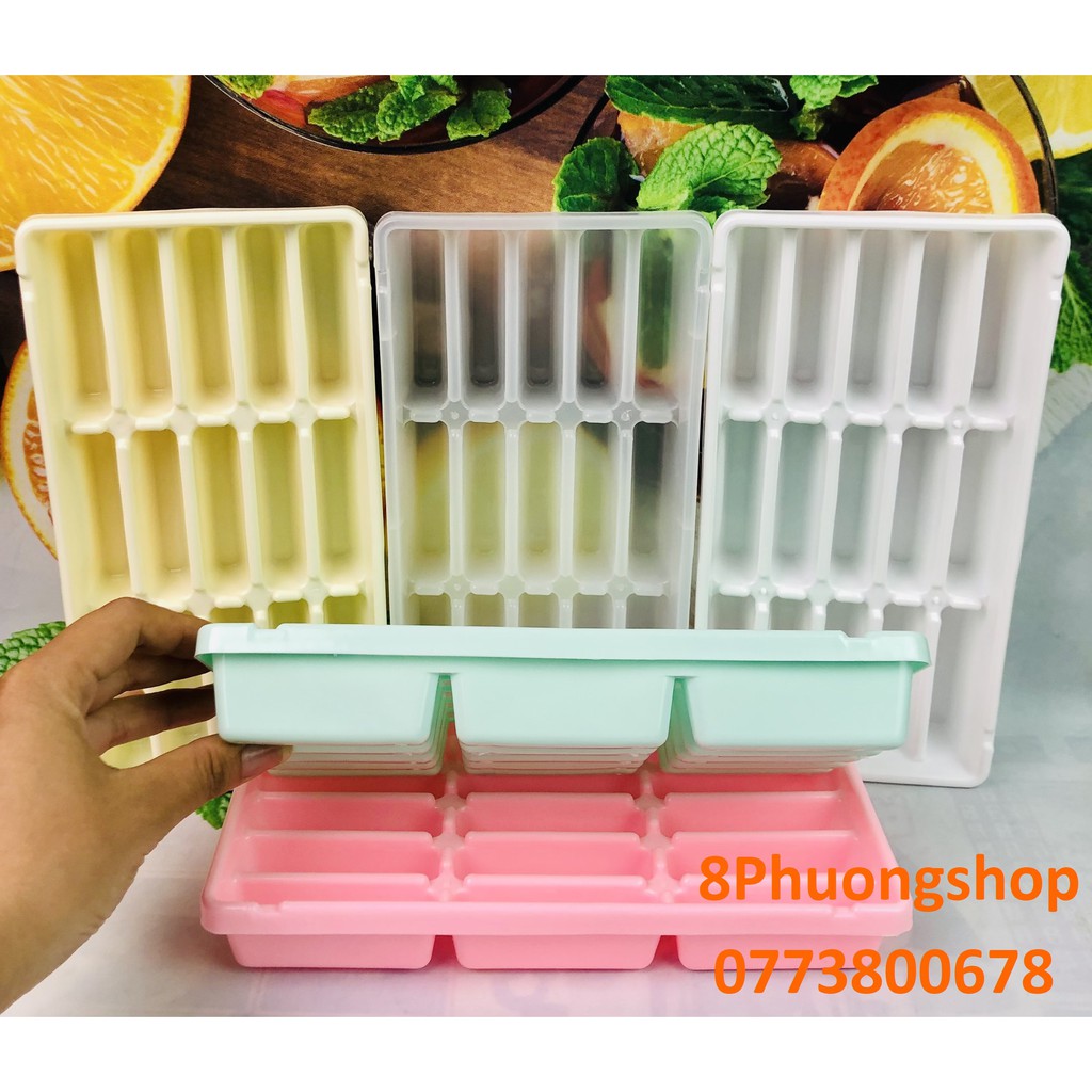 Vĩ làm thạch rau câu dạng thẻ siêu tiện lợi - Khay đá thẻ 15 viên HPL27 nhựa cao cấp Hofaco