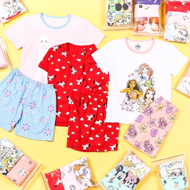 Bộ ngắn bé gái hình elsa disney pony chất cotton mát size 2-6t MS2
