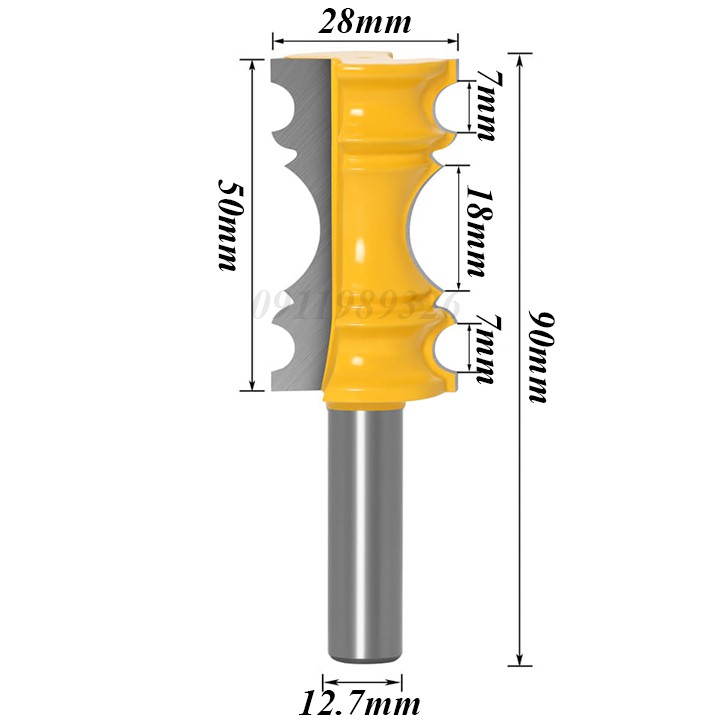 Mũi phay gỗ ❤️FREESHIP❤️ phào chỉ nổi 5 phân - Mũi soi chỉ nổi cốt 12.7mm