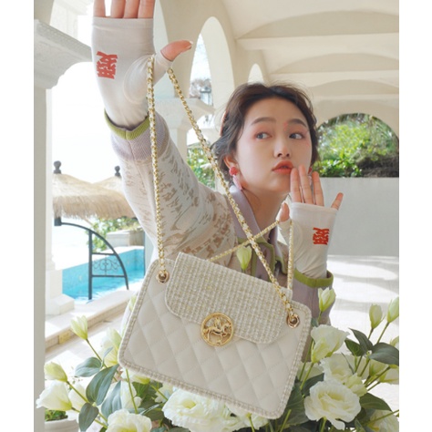 Túi XácH JS Viền Tweed Vân Hình Thoi