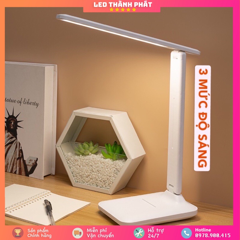 Đèn học tích điện WhitePro 3 màu ánh sáng cảm ứng, điều chỉnh mức độ sáng chống cận, bảo vệ thị lực, Mã 1269