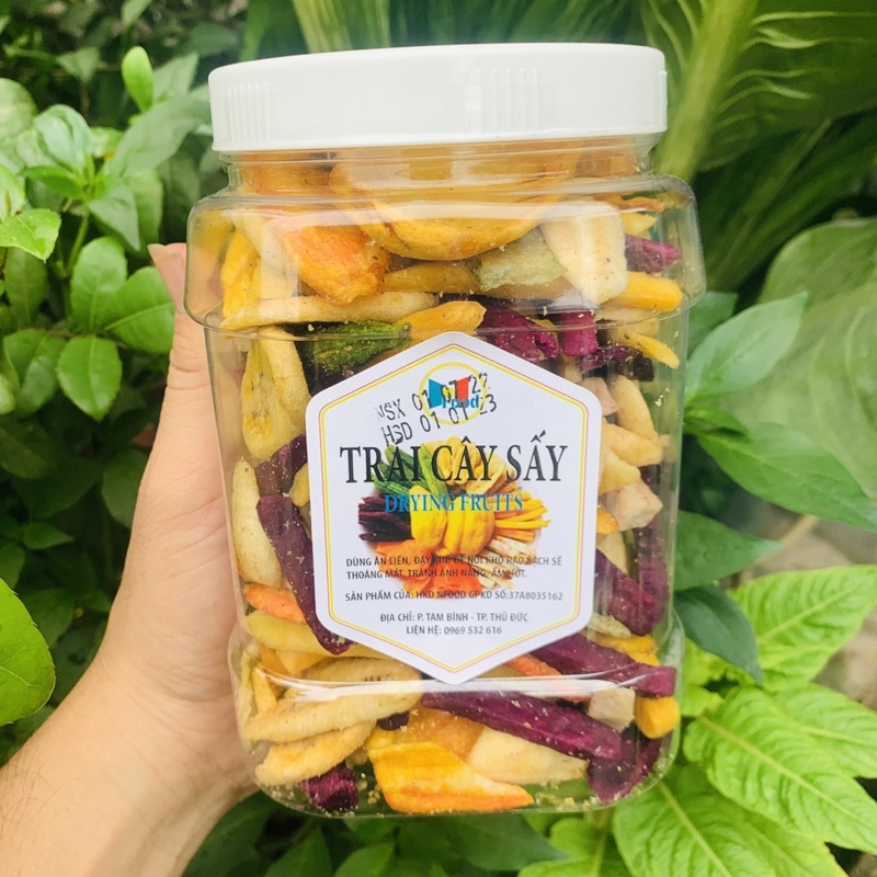 Trái Cây Sấy Nguyên Cánh - Thập Cẩm Sấy Đà Lạt - Hũ 500gram
