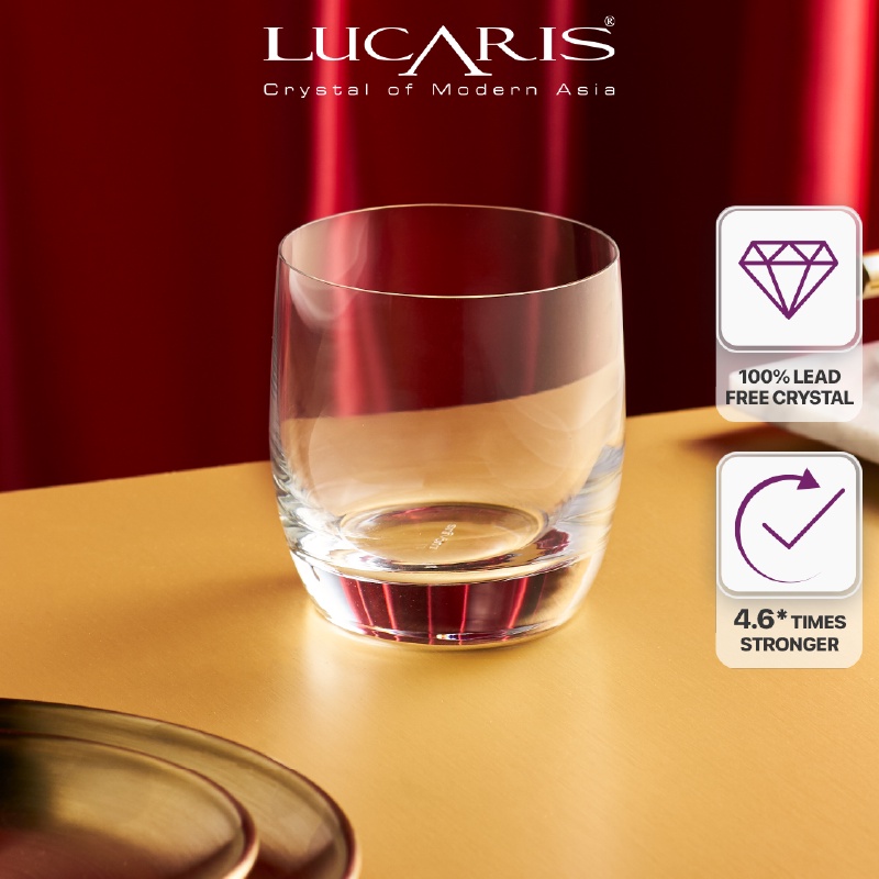 Bộ 6 Cốc Uống Rượu Whisky Pha Lê Cao Cấp Lucaris Double Rock 395ml Nhập Khẩu Chính Hãng, Độ Bền Cao - Shanghai T03DR14