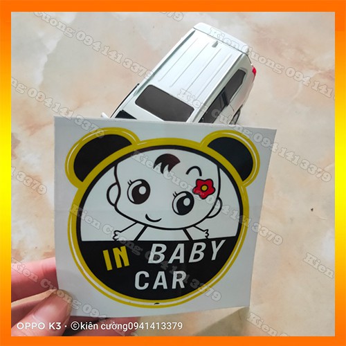 Decal Sticker Baby In Car dán ô tô xe hơi- cảnh báo có trẻ nhỏ trong xe