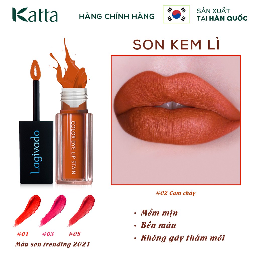 Son kem lì Hàn Quốc Lagivado lên màu chuẩn, lâu trôi Color Dye Lip Stain dạng nước – 04 màu son đẹp_LG_005