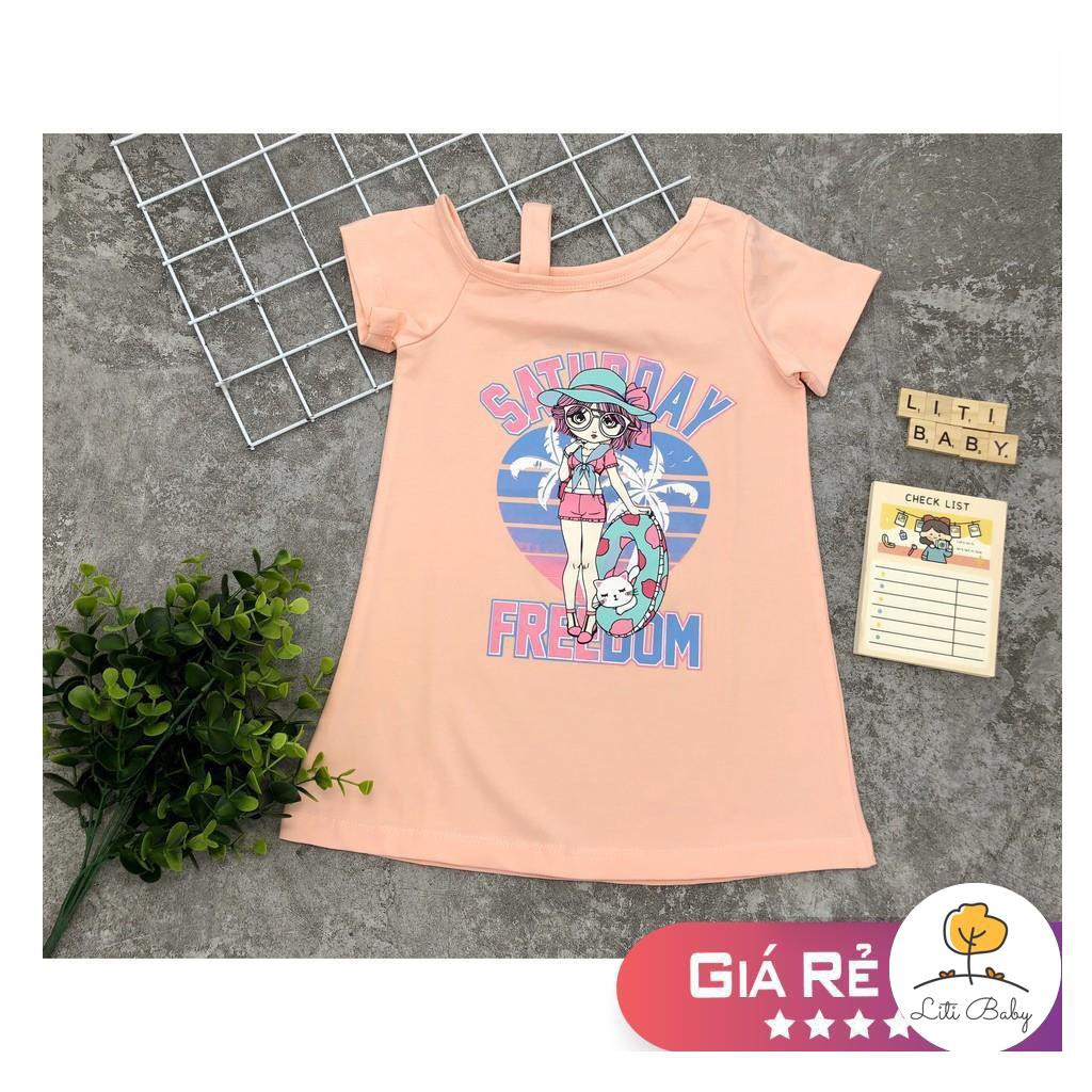 Váy trễ vai hình cô girl cotton 4 chiều, thấm hút mồ hôi cực tốt, size 2-8T ( cho bạn khoảng 10 - 25kg)