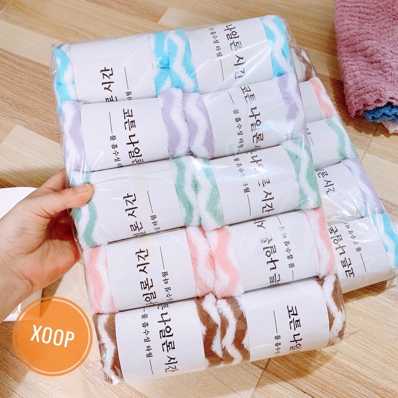 SALE!!! Khăn Mặt Lông Cừu Xuất Hàn Kẻ Ca Rô