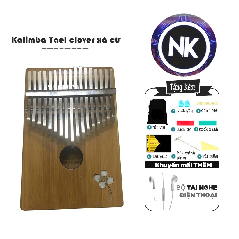 (NEW) Đàn Kalimba Yael 17 phím Clover Xà Cừ Tặng kèm Tai nghe thời trang - Hàng Có Sẵn