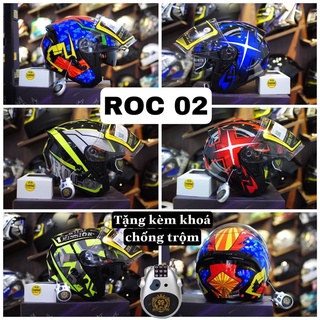 Mũ bảo hiểm 3/4 đầu- 2 kính roc 02