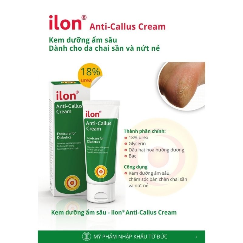 Kem Dưỡng Ẩm Da Tay Chân Ilon Anti-Callus Cream giảm khô nứt giúp da tay chân 75ml
