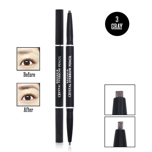 Chì kẻ mày 2 đầu Beauskin Eyebrow Crystal Eyebrow Pencil #05 Gray Brown - Hàng chính hãng