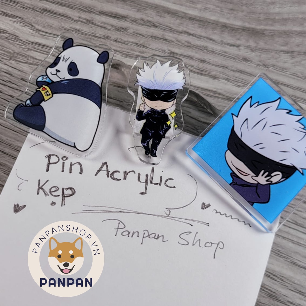 Pin kẹp giấy acrylic anime Jujutsu nhiều mẫu trong suốt (4CM)
