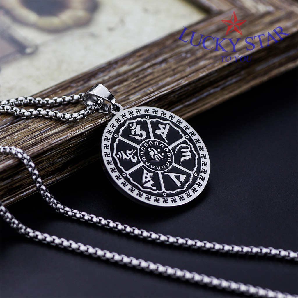 Dây chuyền OM MANI PAD ME HUM nam titan 3.8cm bình an may mắn