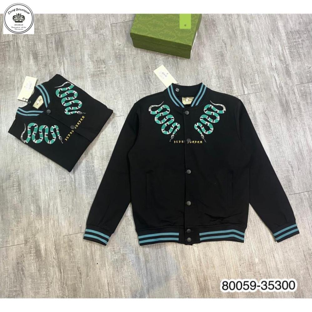 Áo khoác bomber GC Thêu Rắn Xanh Cao Cấp - Áo khoác 2 lớp cao cấp cho nam  ảnh thật shop chụp