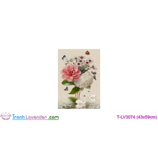 [T-LV3074]Tranh thêu chữ thập Hoa cỏ An Nhiên Hạnh Phúc (43x59cm)