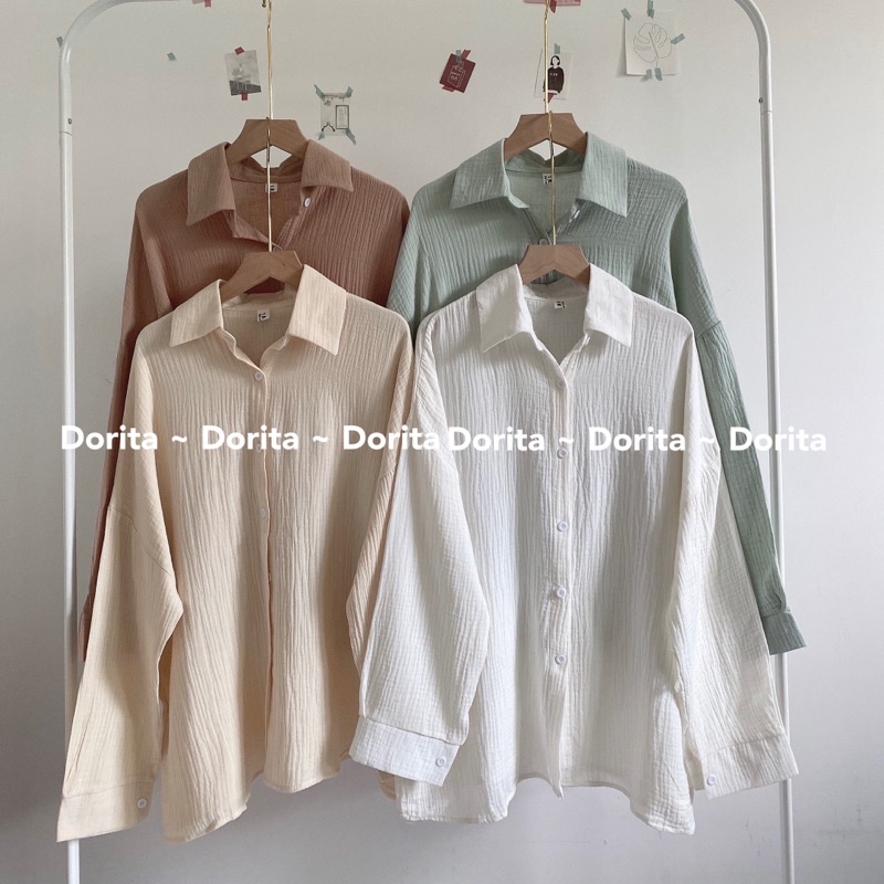 [Ảnh thật/Video] Áo sơ mi nhăn Bascis, Áo sơ mi nhăn phong cách Hàn Quốc - Dorita Boutique | BigBuy360 - bigbuy360.vn