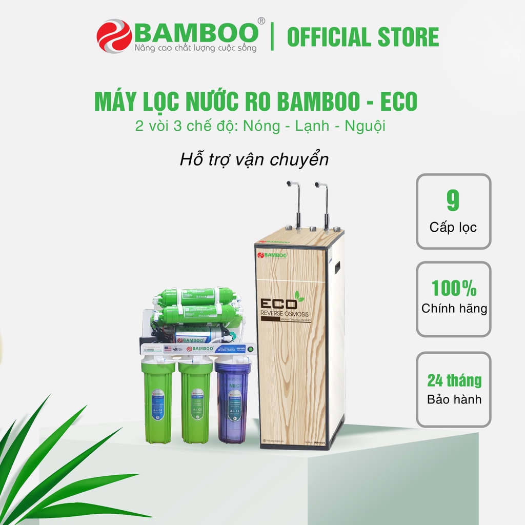 [Mã INCU300 giảm 10% đơn 499K] Máy lọc nước RO Bamboo ECO - 2 vòi 3 chế độ nóng lạnh nguội