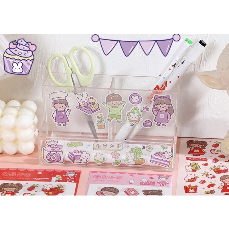 Set 4 tấm hình dán Sticker dễ thương đủ màu sắc Coleen trang trí sổ nhãn dán cute